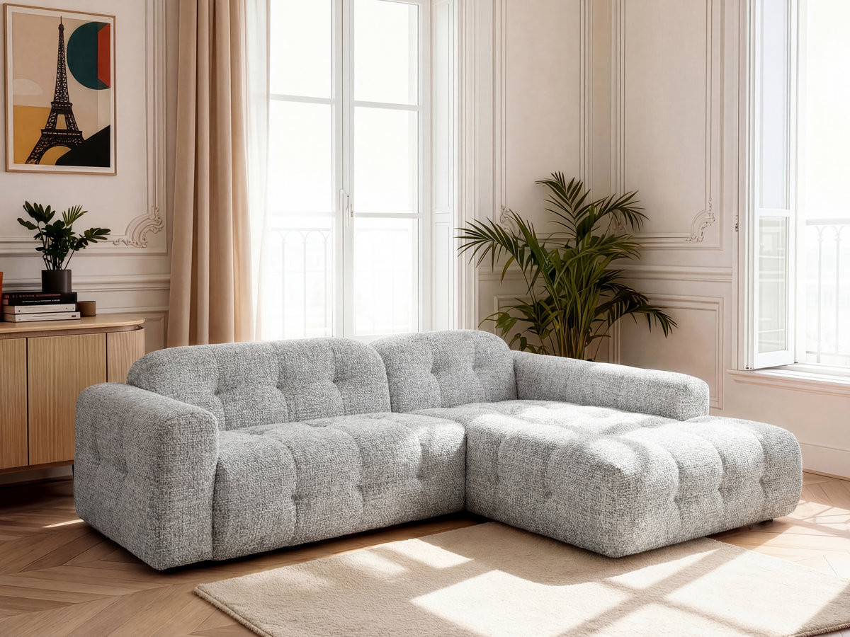 Canapé d'angle LAURA chiné gris clair — vue 4