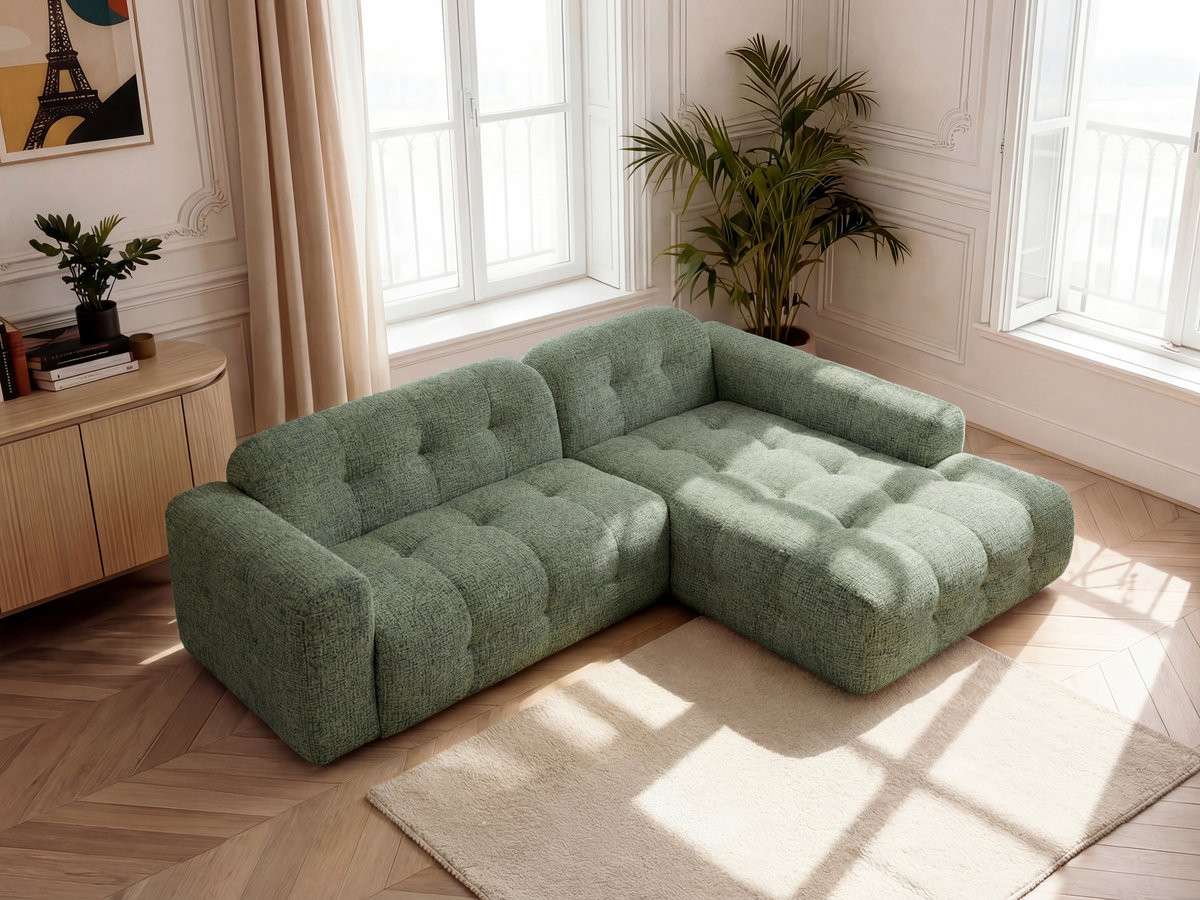 Canapé d'angle LAURA chiné vert clair — vue 5
