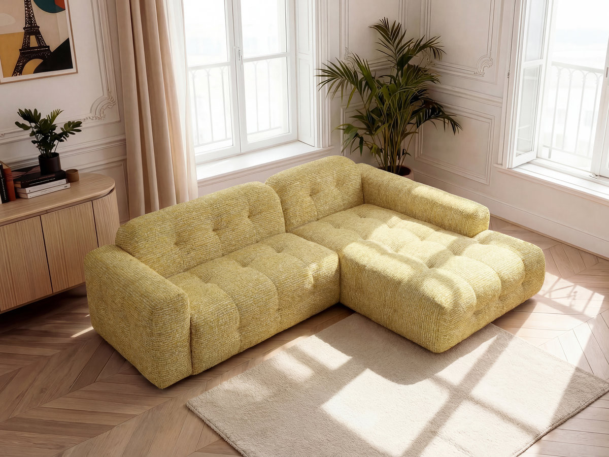 Canapé d'angle LAURA chiné jaune — vue 5