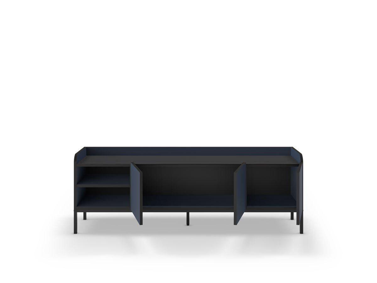 Meuble TV 2 portes 2 niches 160 cm AURIANE pieds métal noir