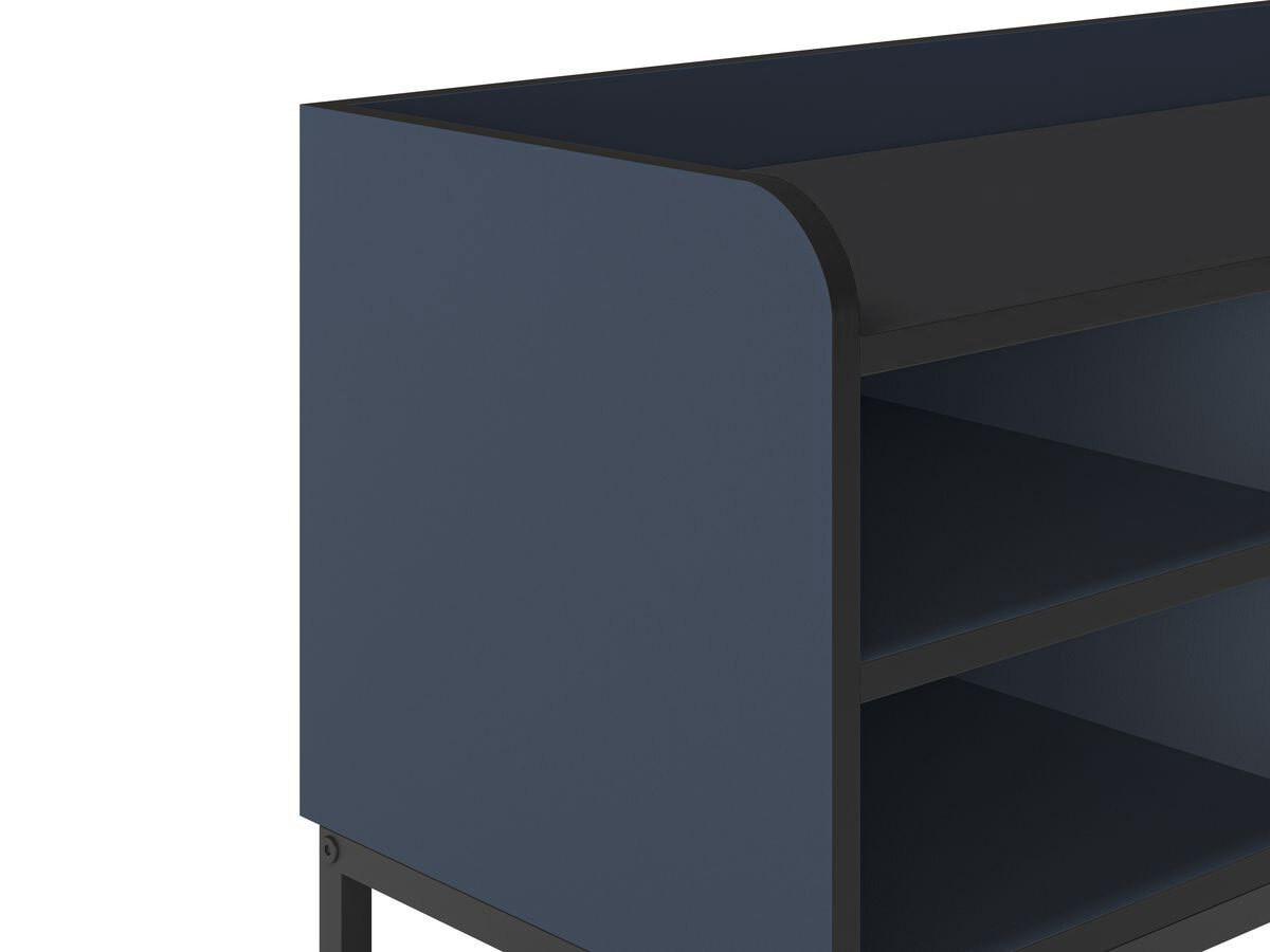 Meuble TV 2 portes 2 niches 160 cm AURIANE pieds métal noir