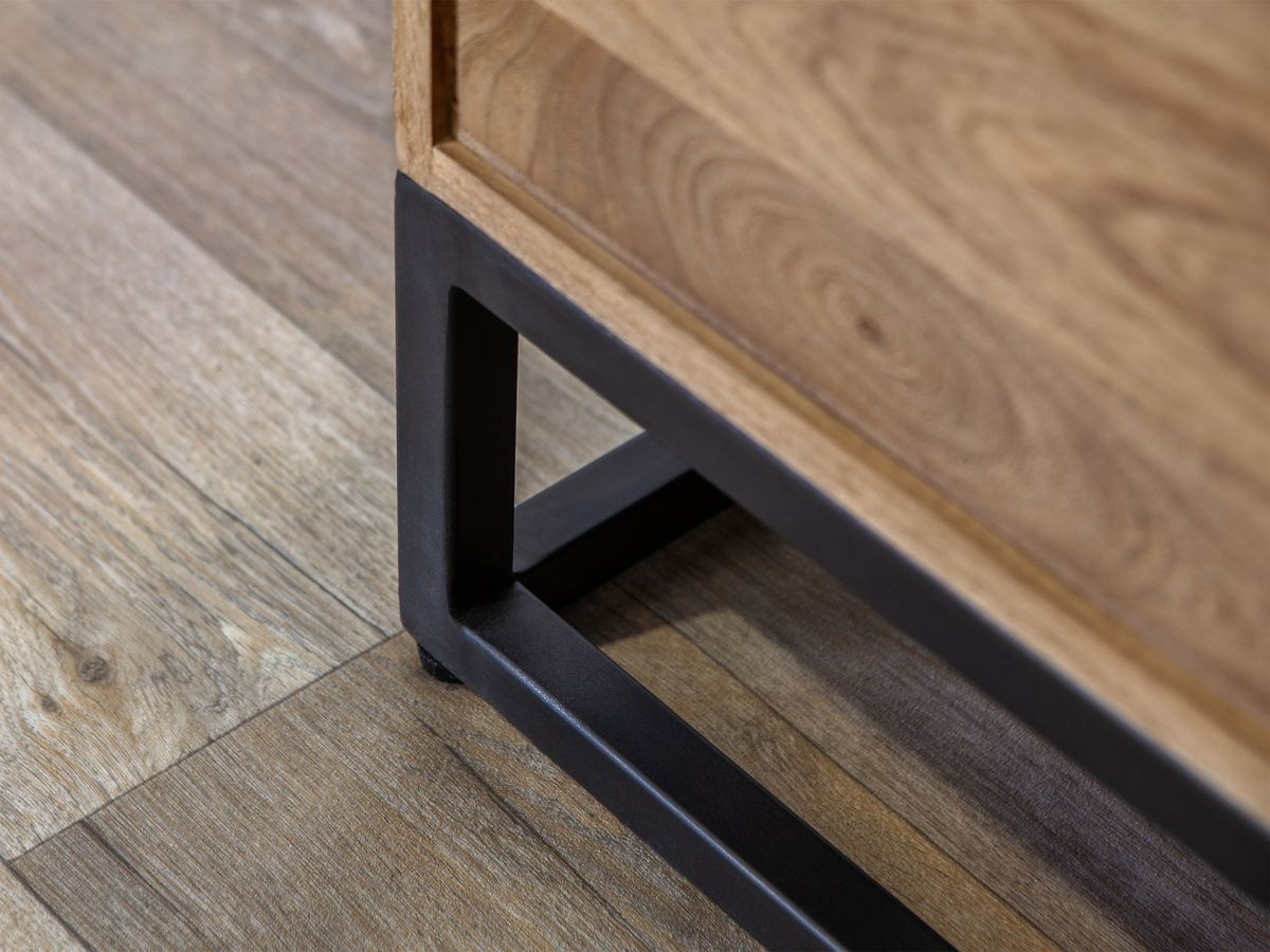 Ensemble BERGERAC avec meuble TV 200 cm + table basse en bois massif de manguier