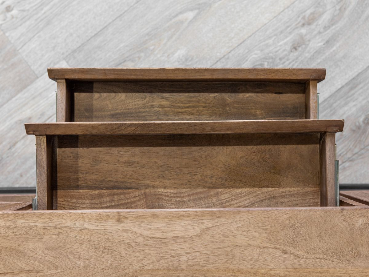 Ensemble BERGERAC avec meuble TV 200 cm + table basse en bois massif de manguier