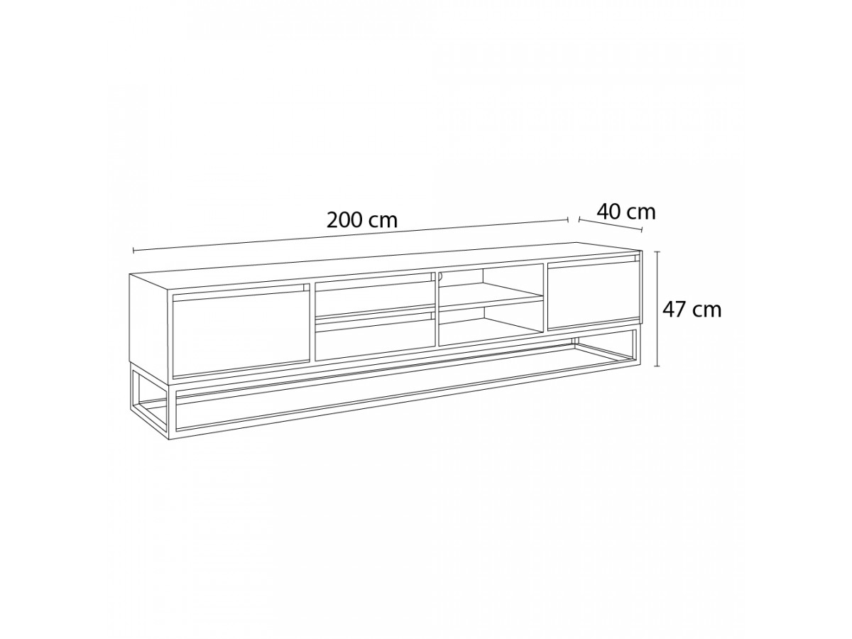 Ensemble BERGERAC avec meuble TV 200 cm + table basse en bois massif de manguier