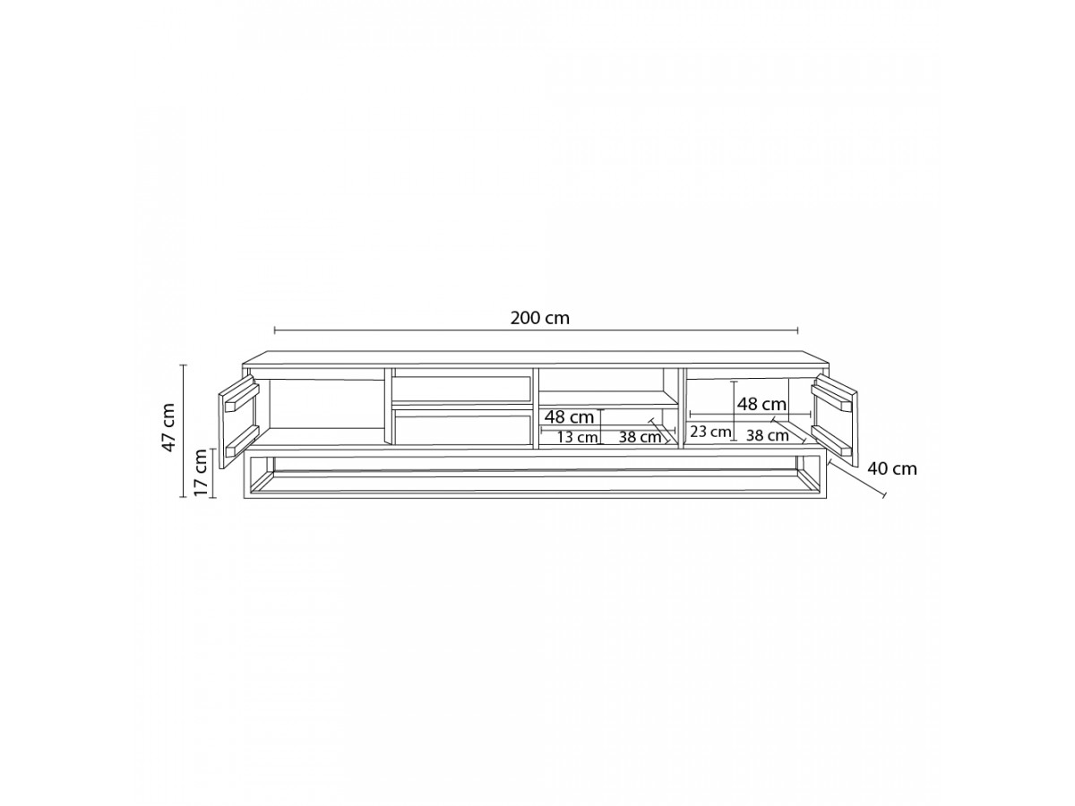 Ensemble BERGERAC avec meuble TV 200 cm + table basse en bois massif de manguier