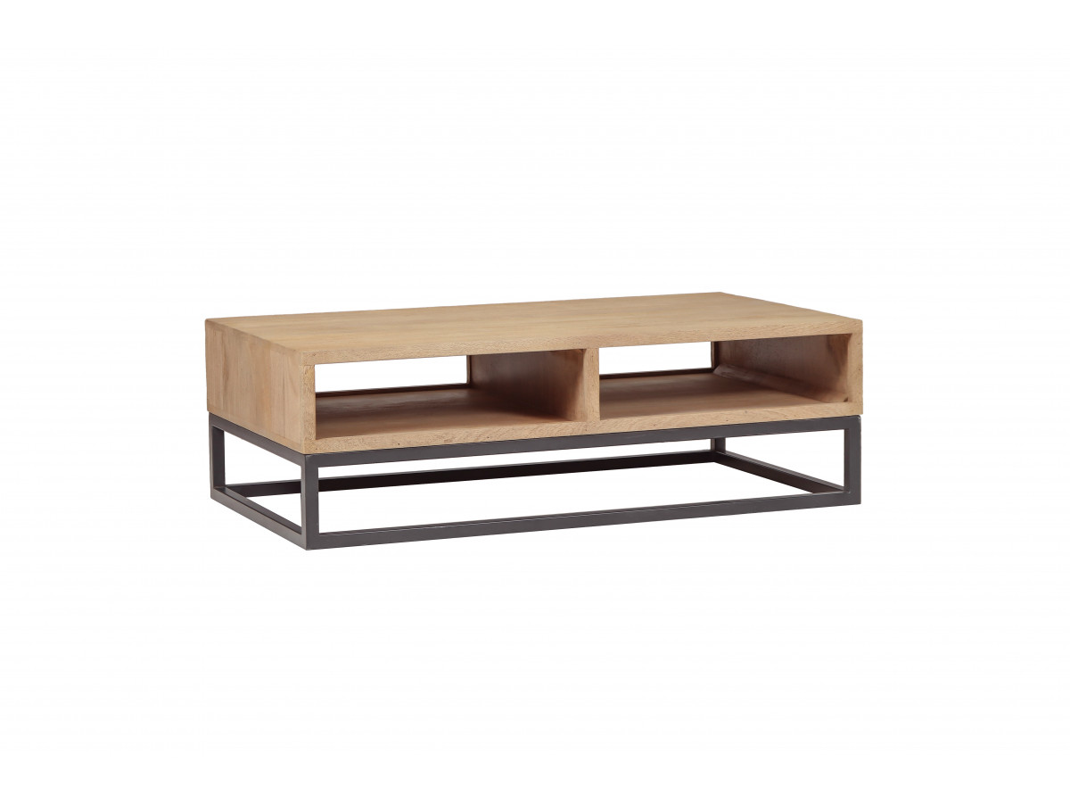 Ensemble BERGERAC avec meuble TV 200 cm + table basse en bois massif de manguier