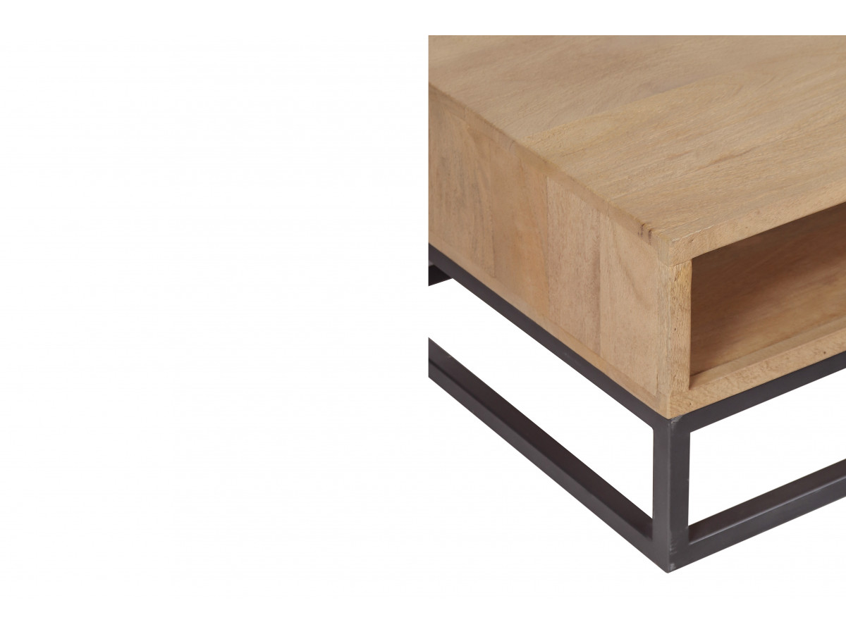 Ensemble BERGERAC avec meuble TV 200 cm + table basse en bois massif de manguier
