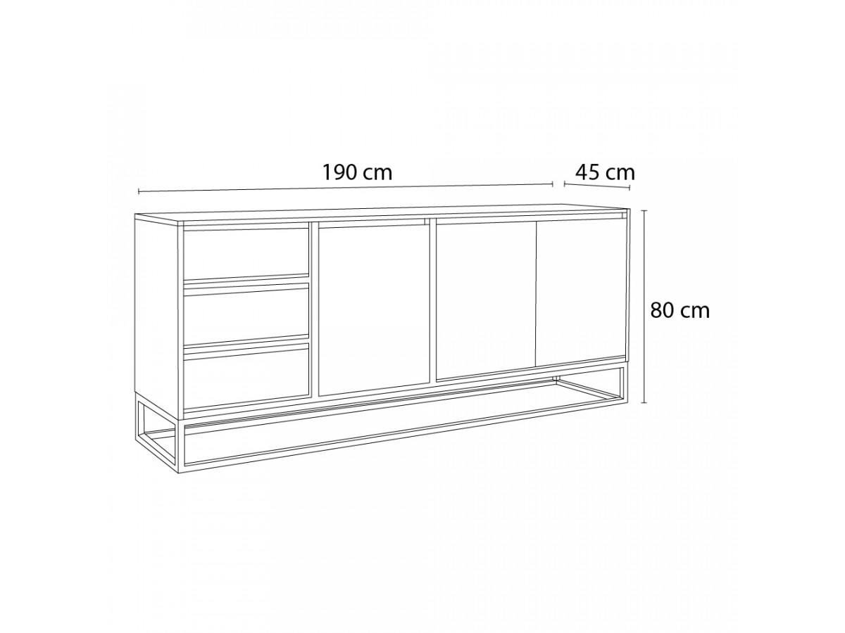 BERGERAC set met dressoir van 190 cm + salontafel van massief mangohout