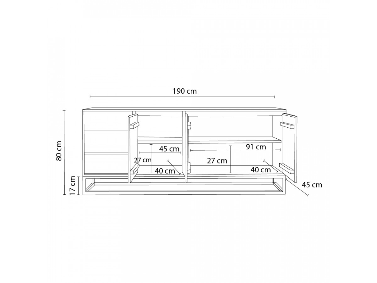 BERGERAC set met dressoir van 190 cm + salontafel van massief mangohout