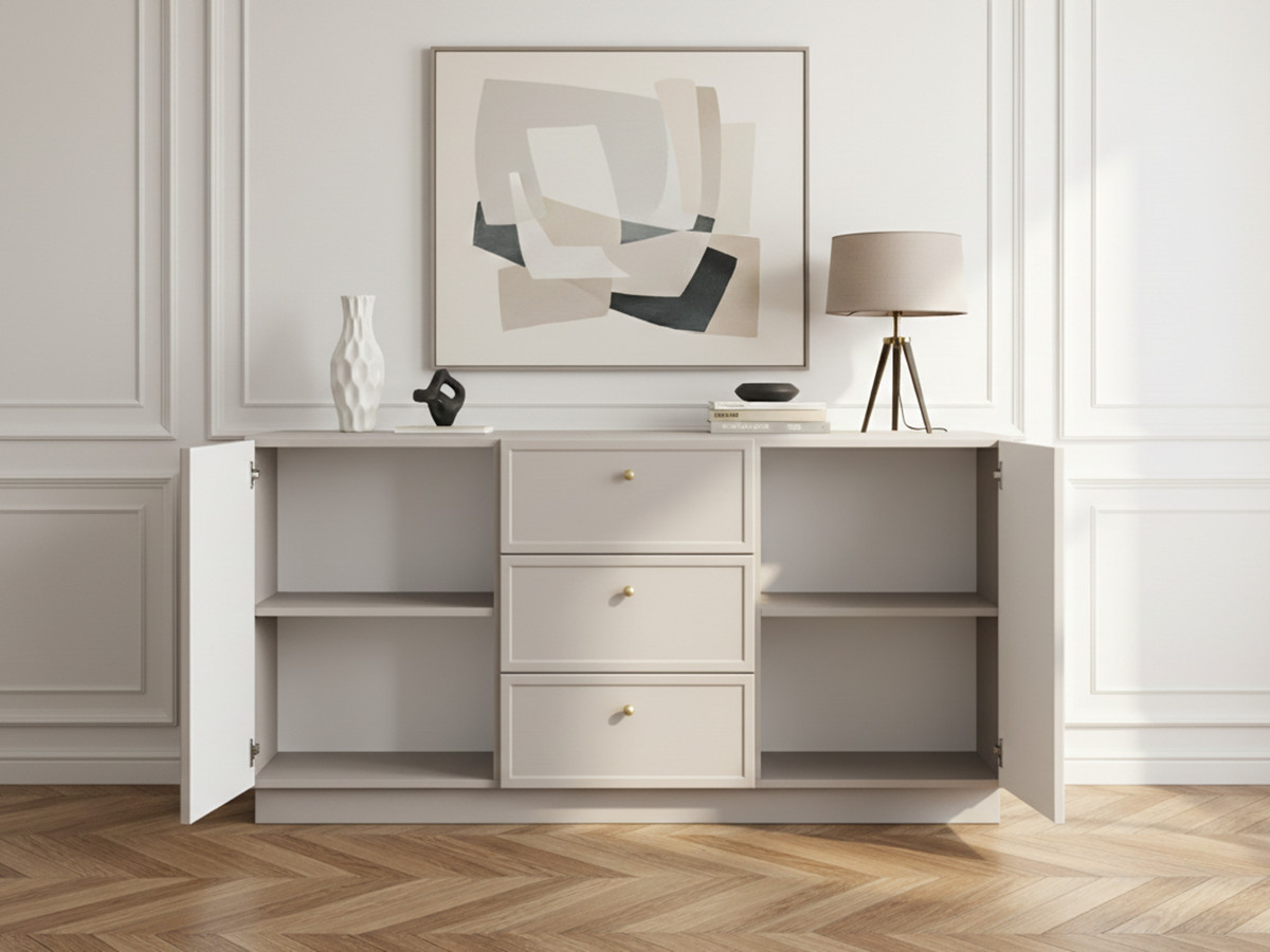 Ensemble LORINA avec buffet 150 cm + meuble TV 150 cm poignées or