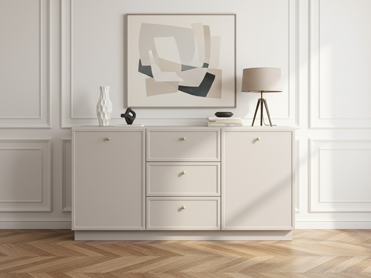 Ensemble LORINA avec buffet 150 cm + meuble TV 150 cm poignées or — vue 6