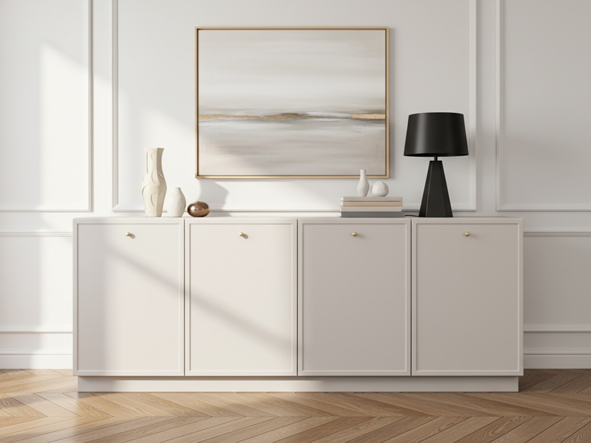 Ensemble LORINA avec buffet 200 cm + meuble TV 200 cm poignées or — vue 6