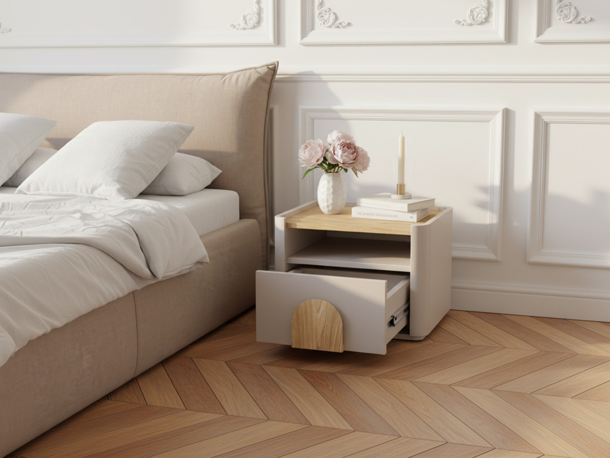 Lot de 2 tables de chevet 1 tiroir ENYRA beige — vue 5