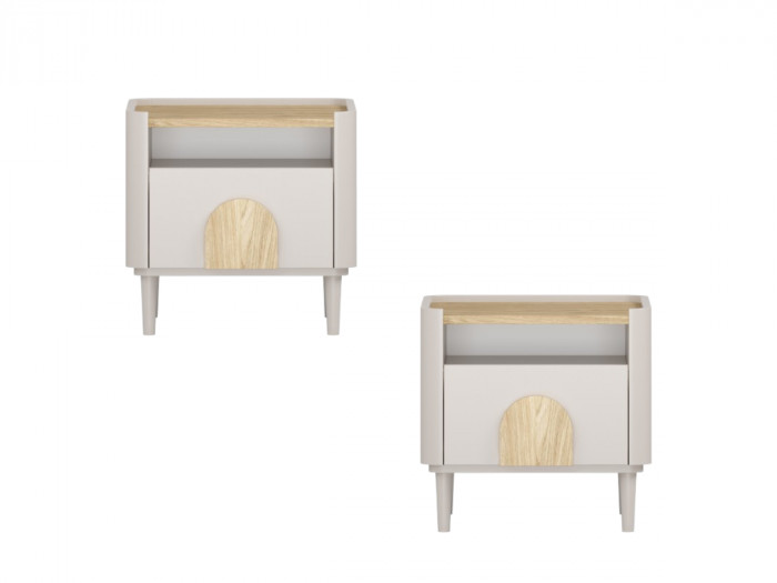 Lot de 2 tables de chevet 1 tiroir ENYRA pieds bois massif