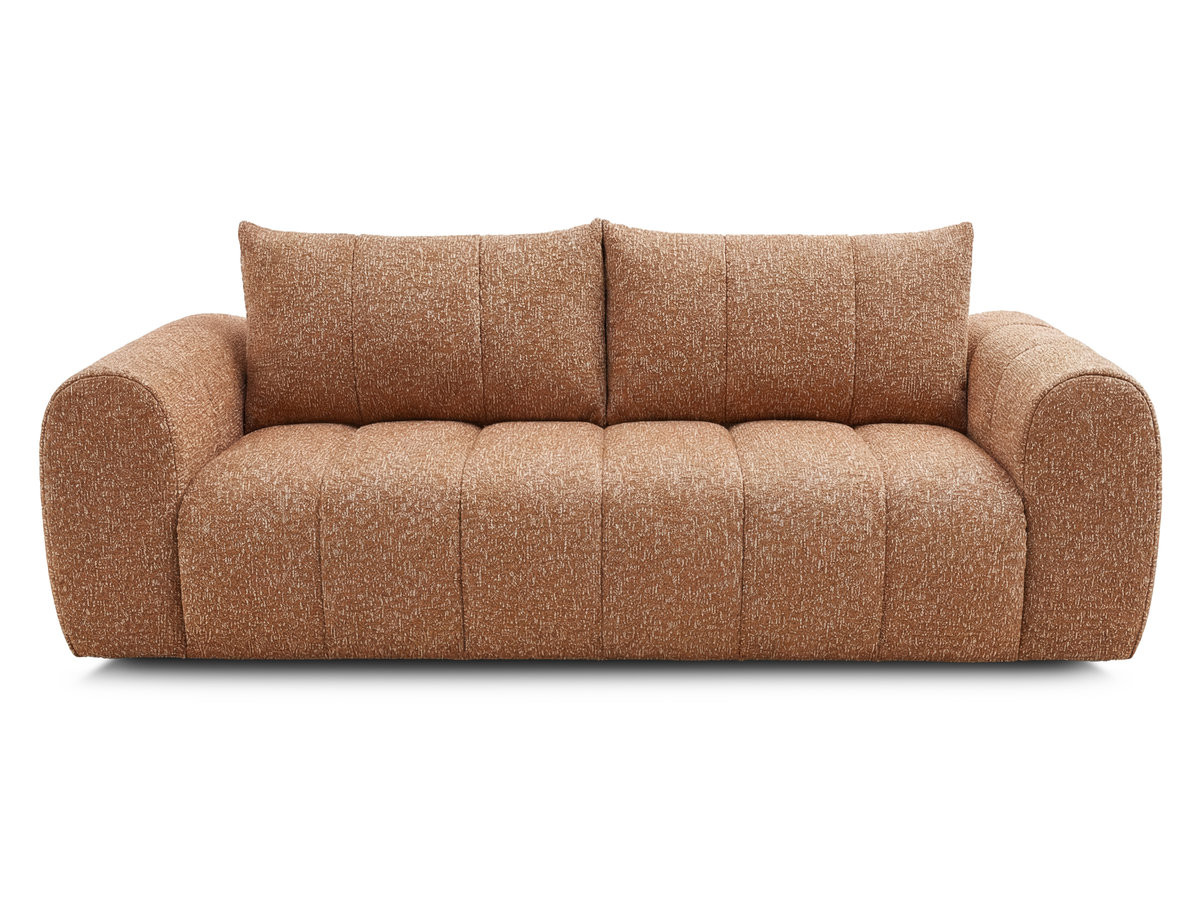 canapé droit fixe 3 places nesty tissu chiné de couleur orange