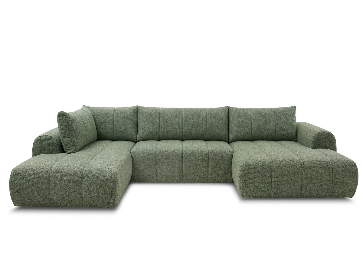canapé panoramique fixe nesty tissu chiné de couleur vert clair