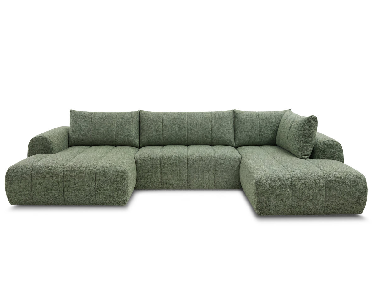 canapé panoramique fixe nesty tissu chiné de couleur vert clair