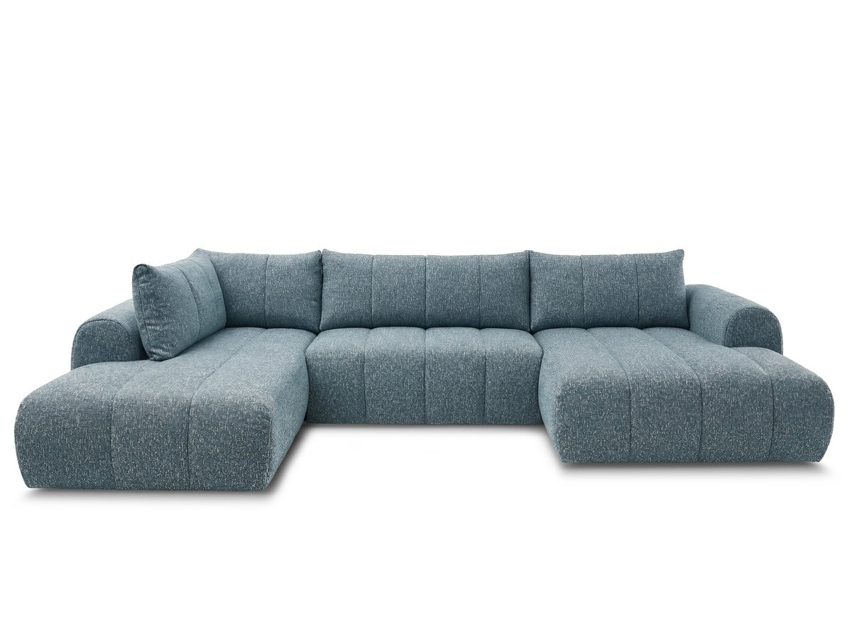 canapé panoramique fixe nesty tissu chiné de couleur bleu