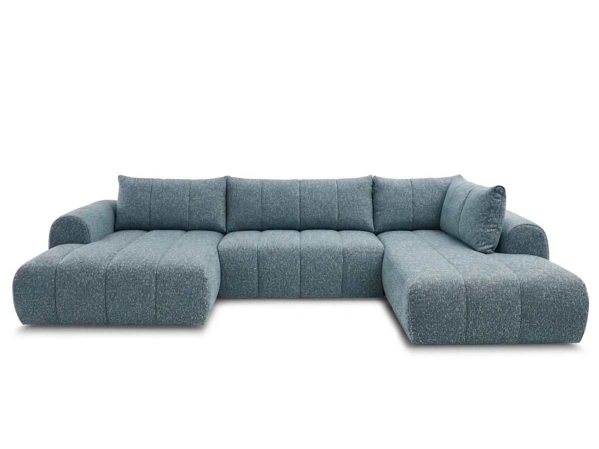 canapé panoramique fixe nesty tissu chiné de couleur bleu