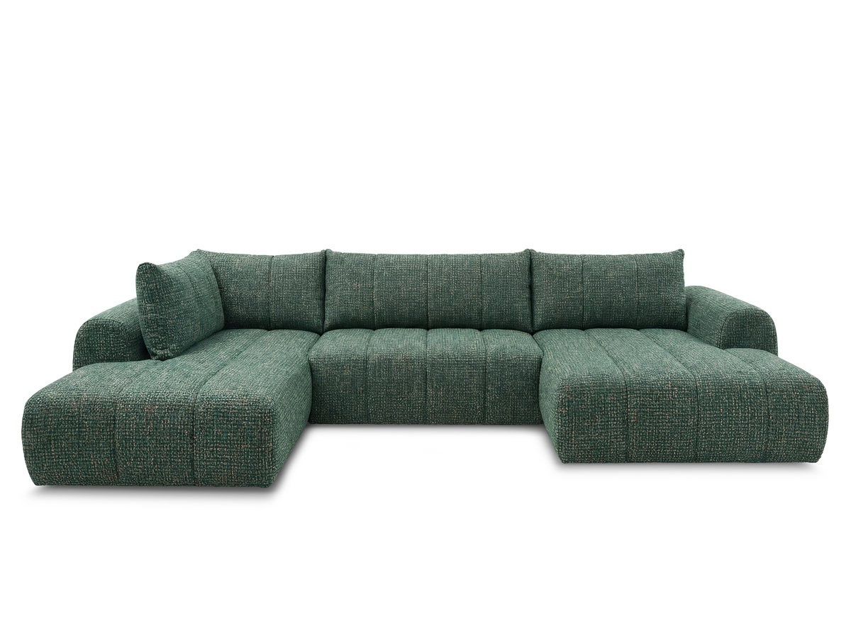 canapé panoramique fixe nesty tissu chiné de couleur vert foncé