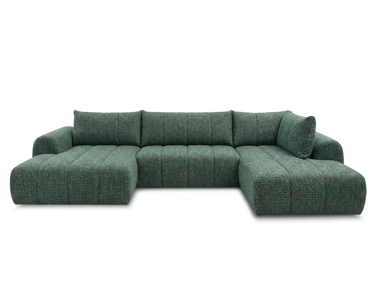 canapé panoramique fixe nesty tissu chiné de couleur vert foncé