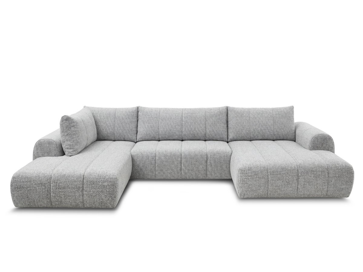 canapé panoramique fixe nesty tissu chiné de couleur gris clair