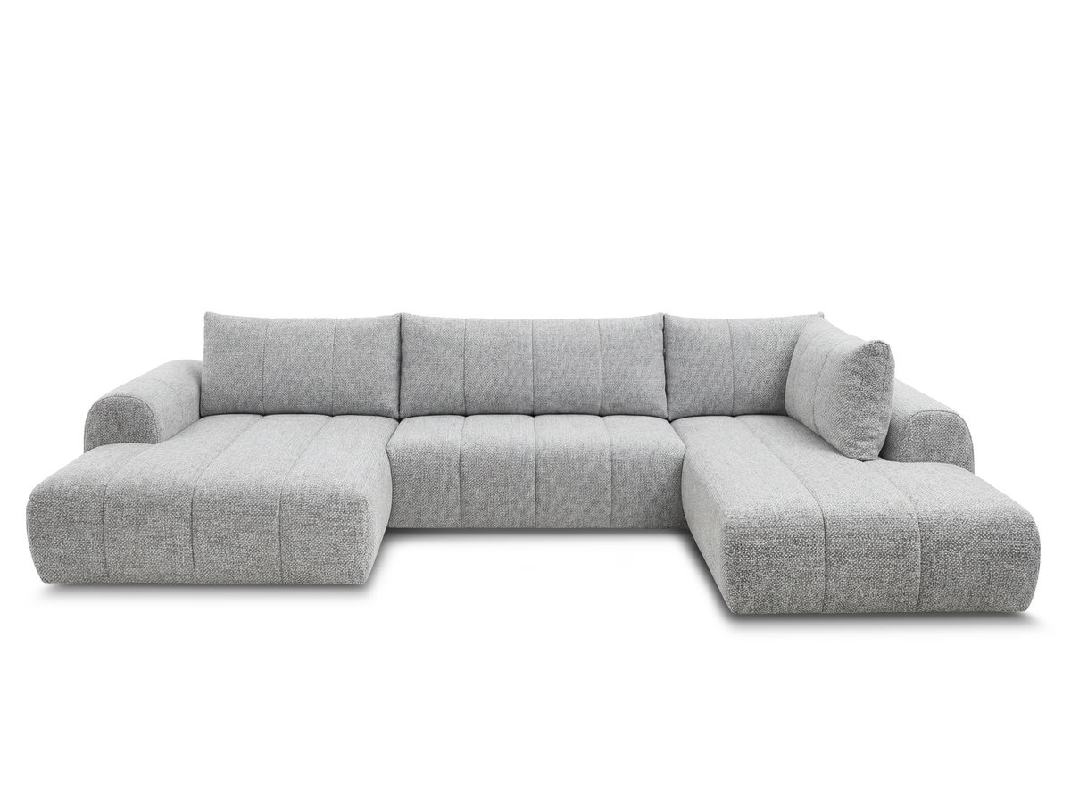 canapé panoramique fixe nesty tissu chiné de couleur gris clair