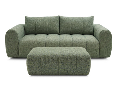 Canapé droit fixe 3 places NESTY tissu chiné avec pouf