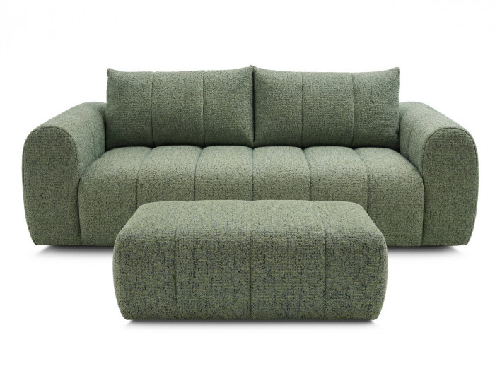 Canapé droit fixe 3 places NESTY tissu chiné avec pouf