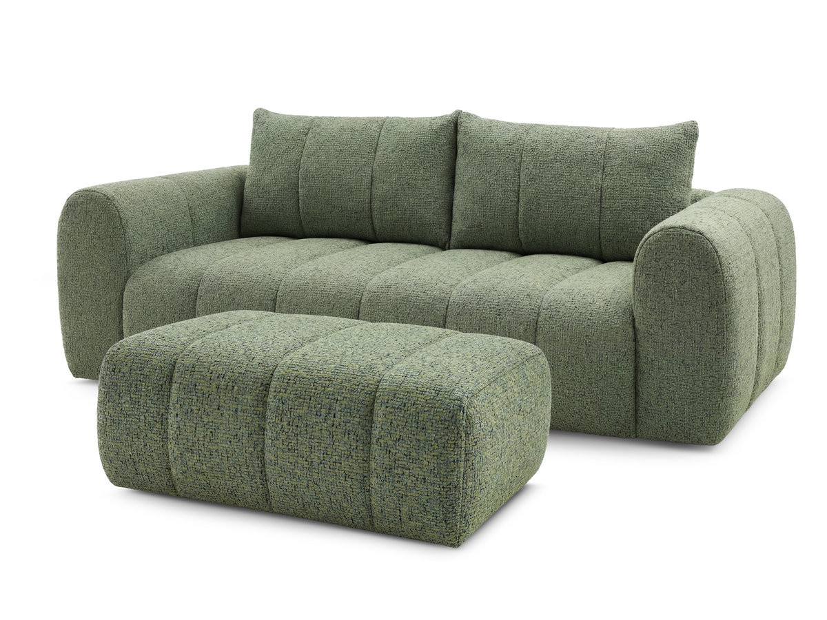 Canapé droit fixe 3 places NESTY tissu chiné avec pouf