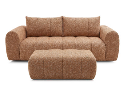 Canapé droit fixe 3 places NESTY tissu chiné avec pouf