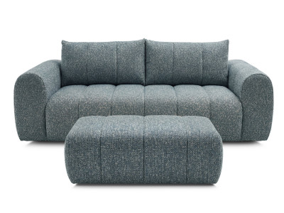Canapé droit fixe 3 places NESTY tissu chiné avec pouf