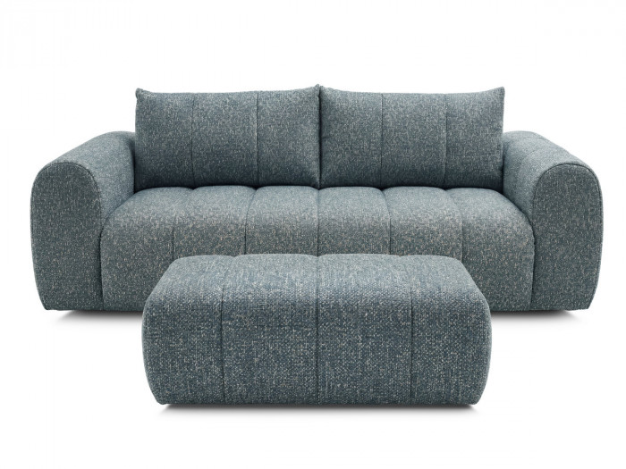 Canapé droit fixe 3 places NESTY tissu chiné avec pouf