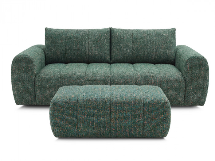 Canapé droit fixe 3 places NESTY tissu chiné avec pouf