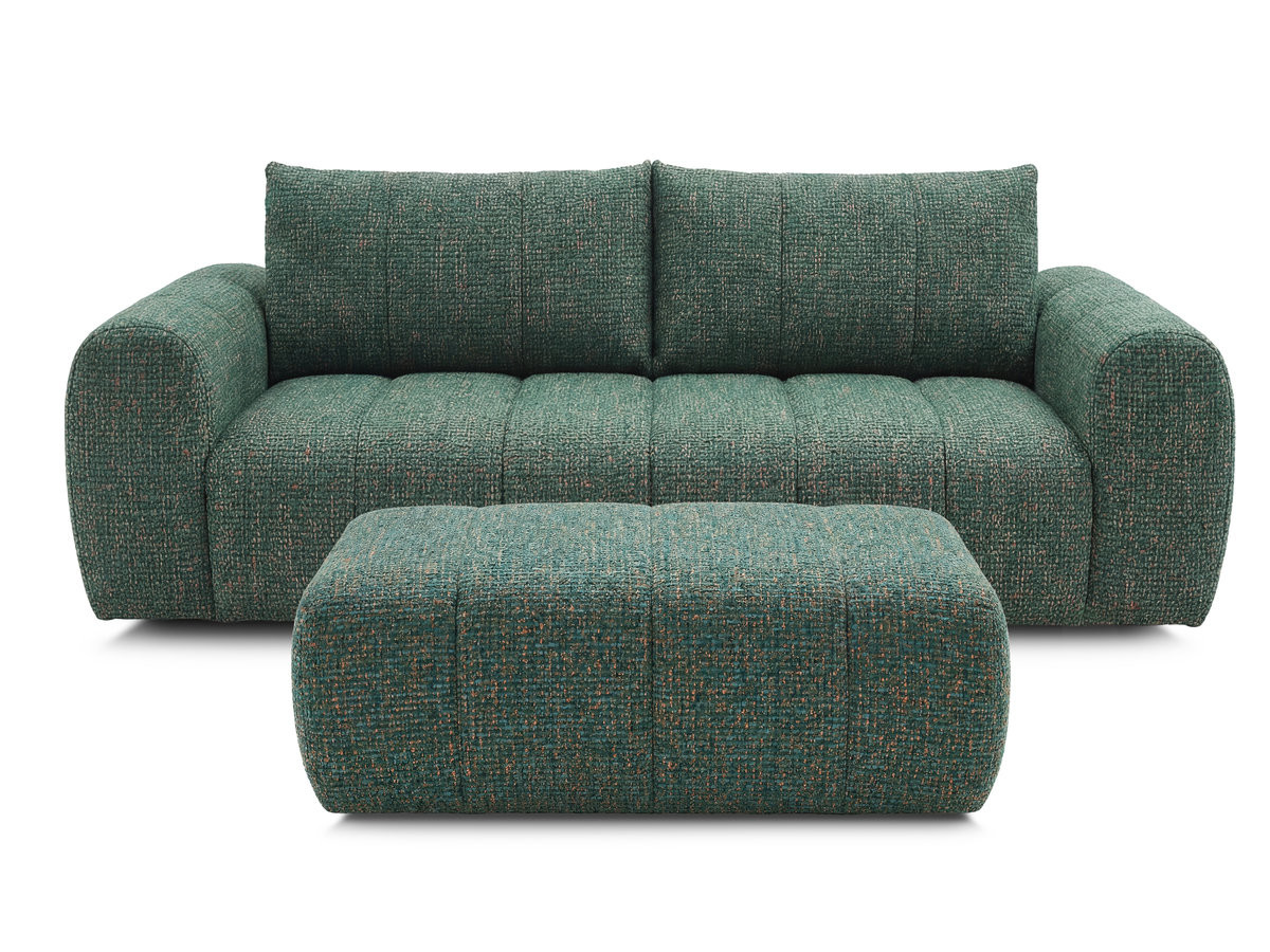 Canapé droit fixe 3 places NESTY tissu chiné avec pouf