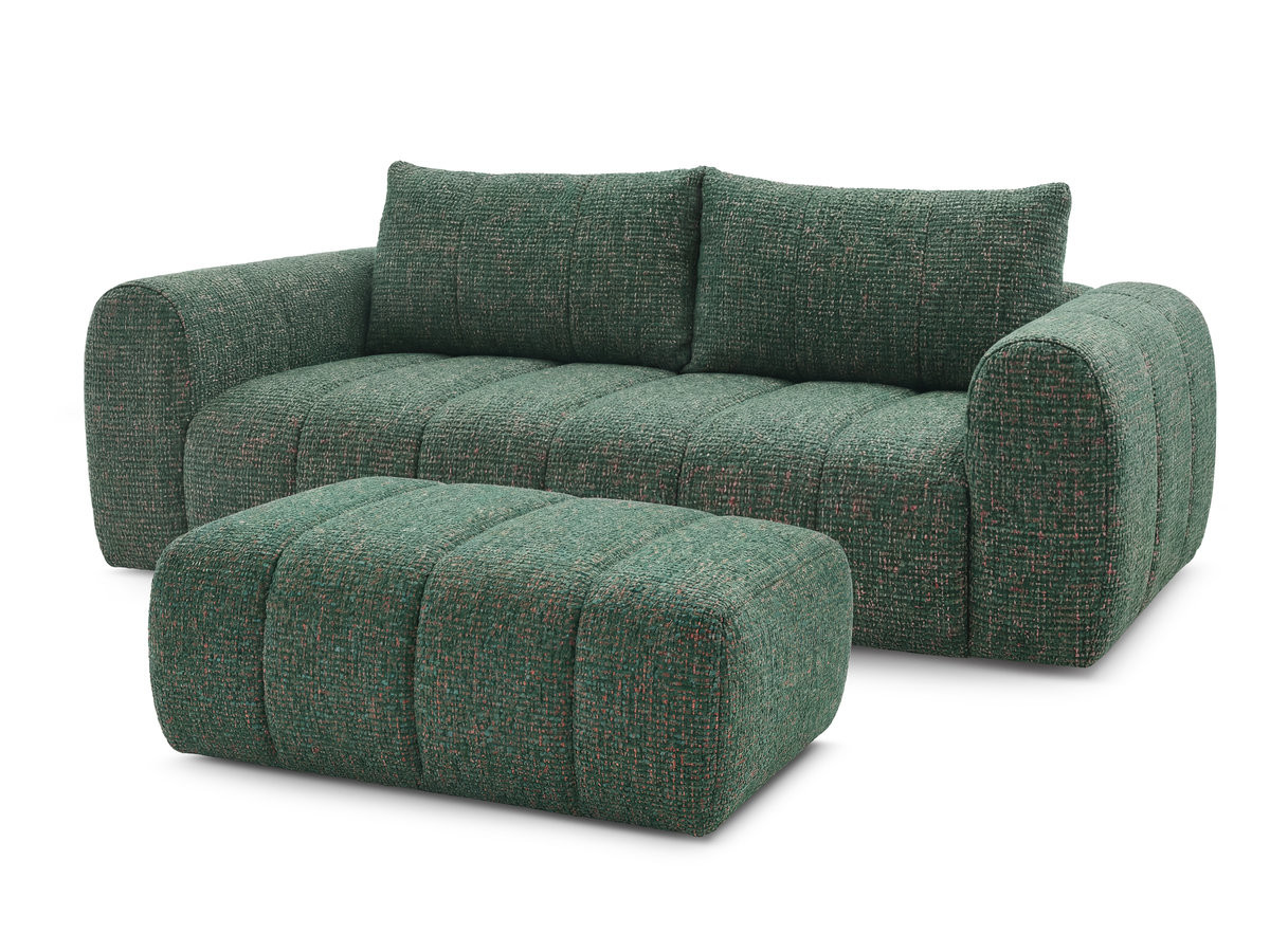 Canapé droit fixe 3 places NESTY tissu chiné avec pouf