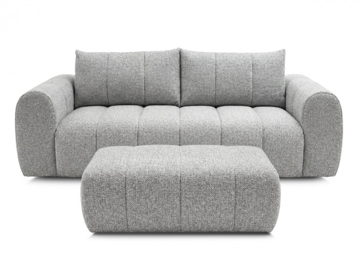 Canapé droit fixe 3 places NESTY tissu chiné avec pouf