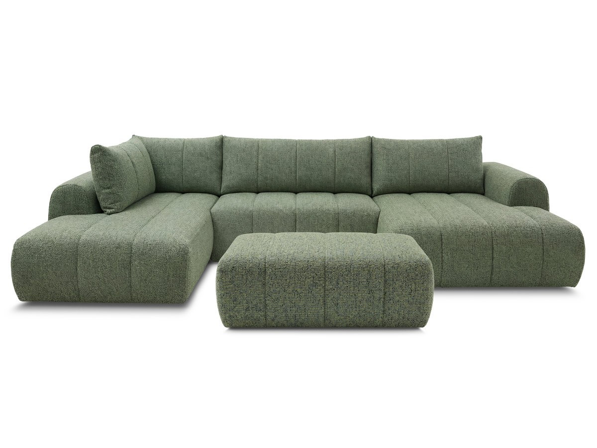 NESTY vaste panoramabank in gemêleerde stof met voetenbank