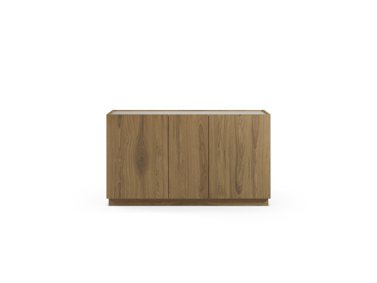 Ensemble MARION avec buffet 140 cm + meuble TV 120 cm effet chêne et travertin