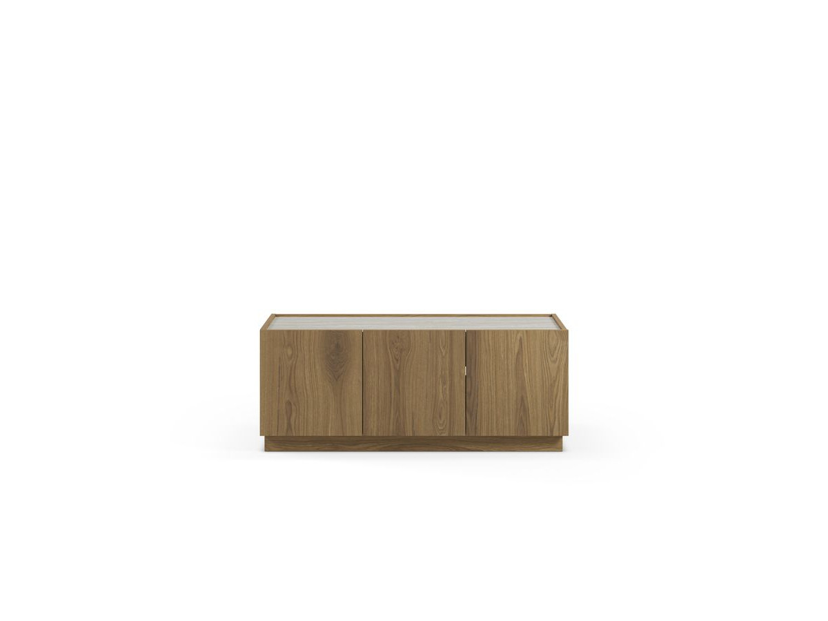 Ensemble MARION avec buffet 140 cm + meuble TV 120 cm effet chêne et travertin