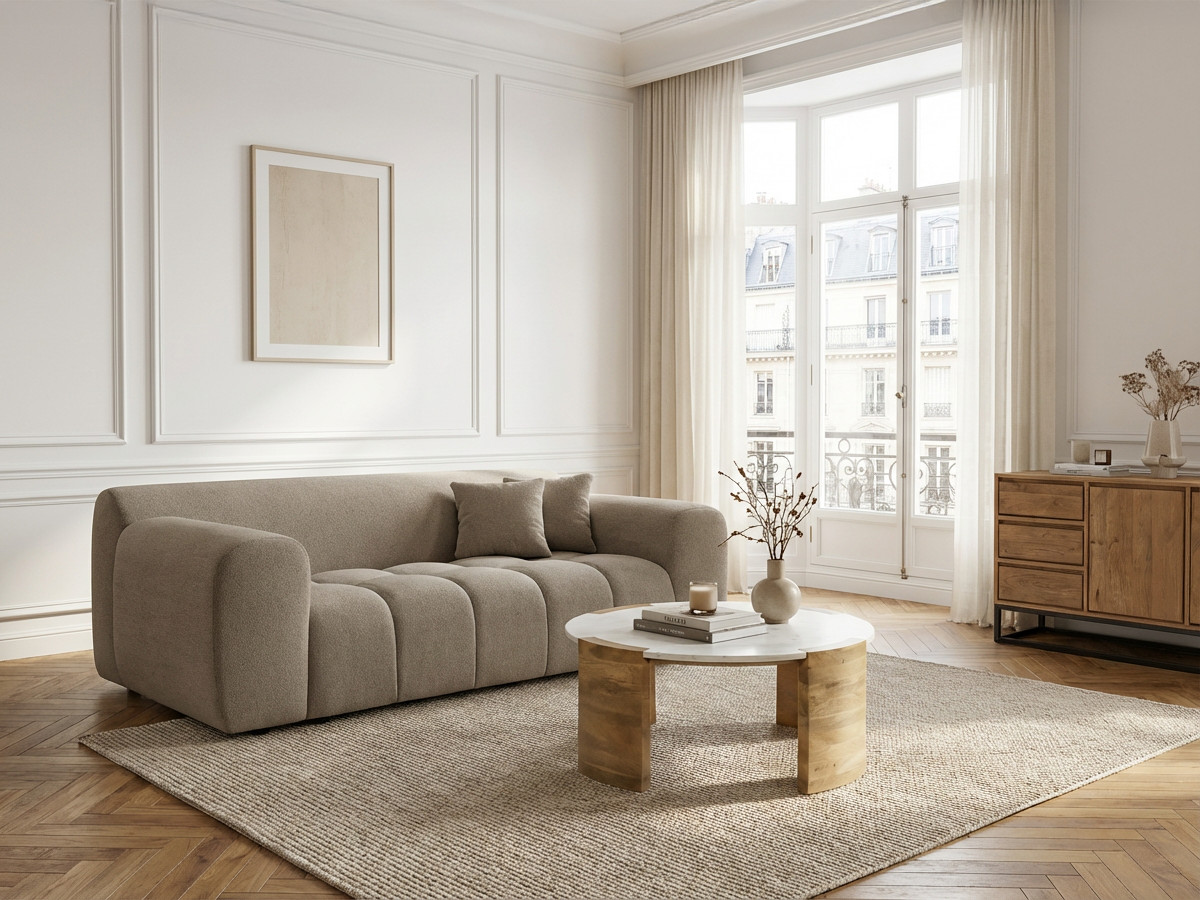 Canapé droit fixe 3 places MELISSE tissu chiné