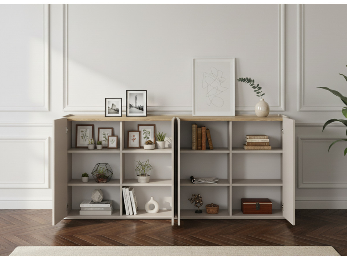 Ensemble ANYRA avec buffet 200 cm + meuble TV 200 cm + table basse avec tiroirs