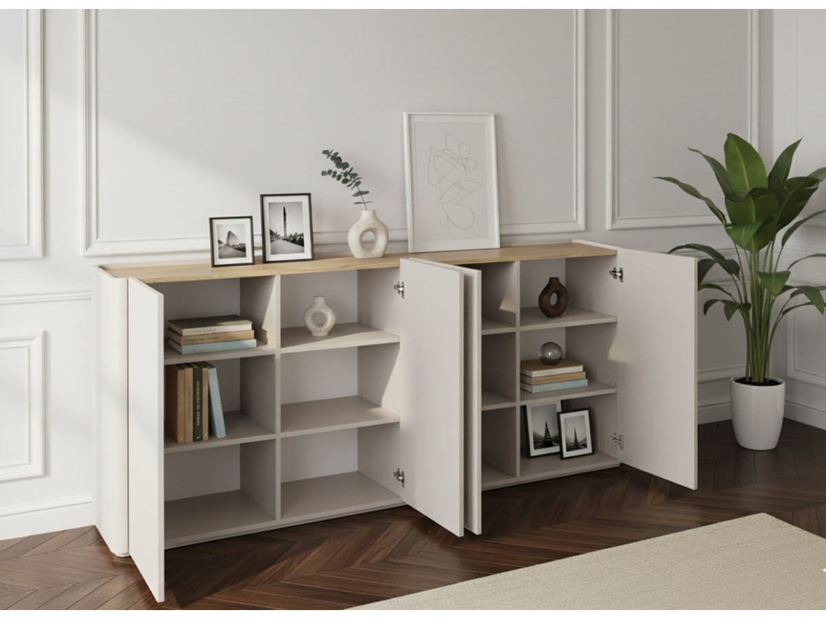 Ensemble ANYRA avec buffet 200 cm + meuble TV 200 cm + table basse avec tiroirs