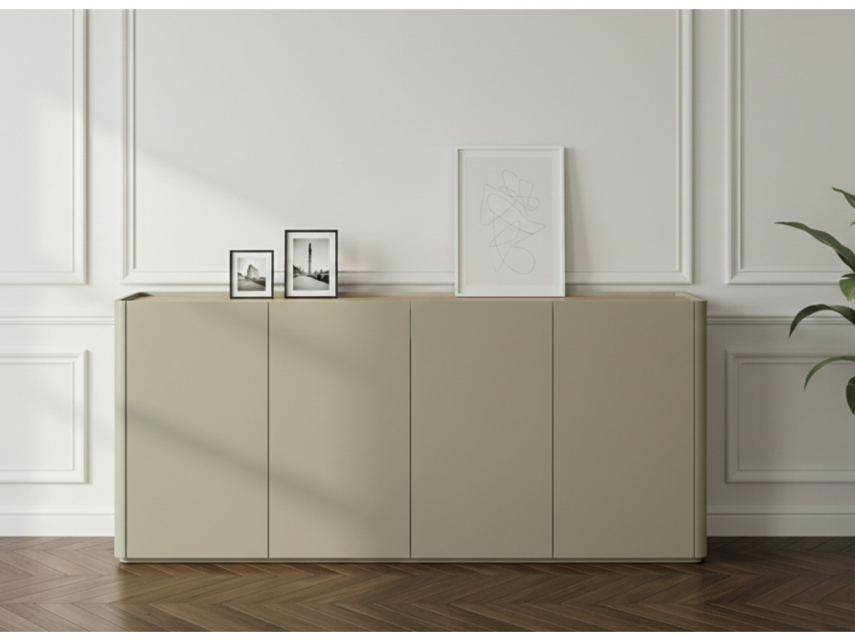 Ensemble ANYRA avec buffet 200 cm + meuble TV 200 cm + table basse avec tiroirs vert — vue 6