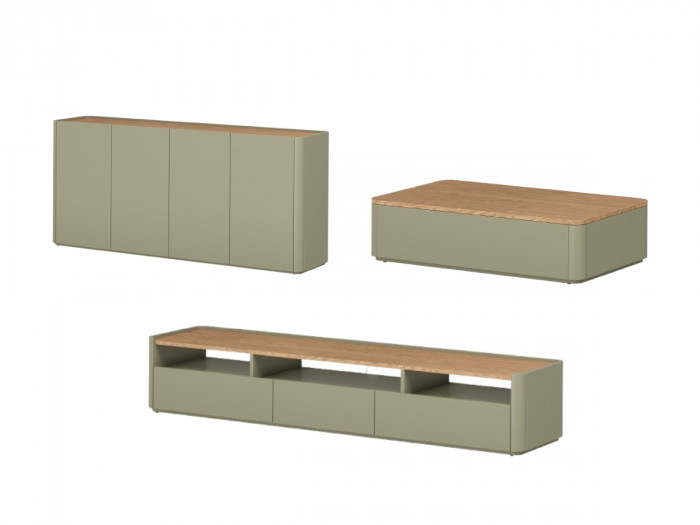 Ensemble ANYRA avec buffet 200 cm + meuble TV 200 cm + table basse avec tiroirs