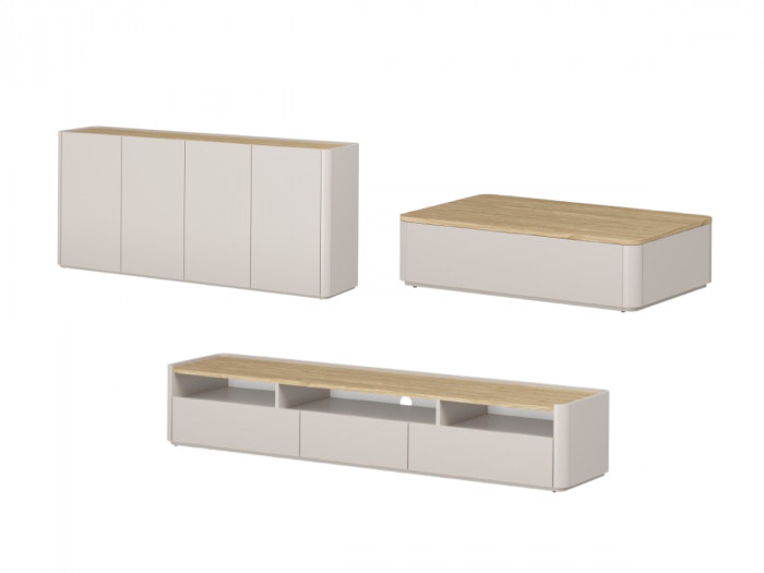 Ensemble ANYRA avec buffet 200 cm + meuble TV 200 cm + table basse avec tiroirs
