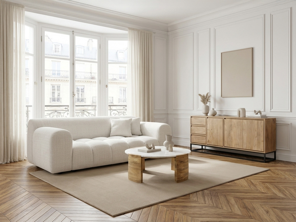 MELISSE 2-zits vaste rechte bank in structuurstof