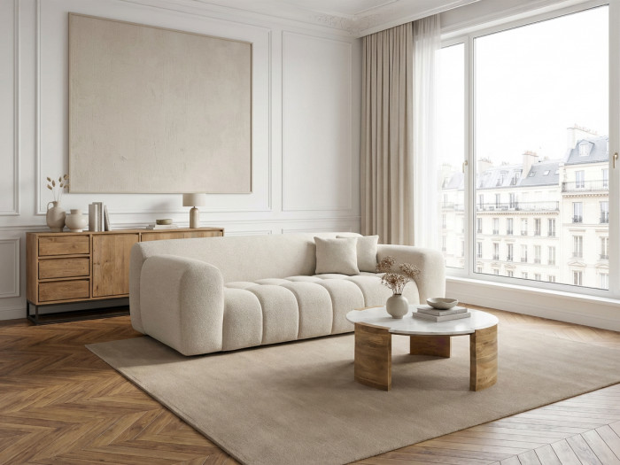 Canapé droit fixe 3 places MELISSE tissu texturé