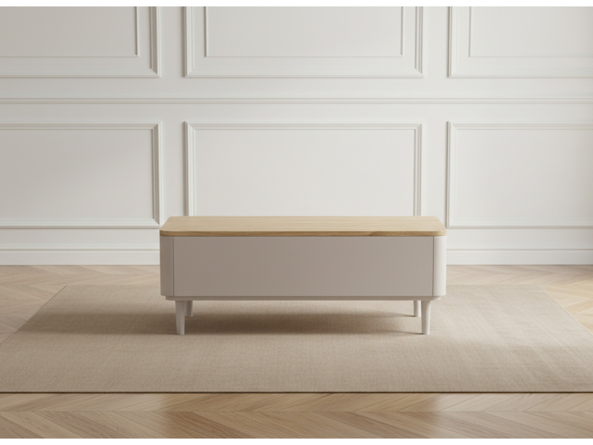 Ensemble ANYRA avec buffet 200 cm + meuble TV 200 cm + table basse avec tiroirs pieds en bois massif