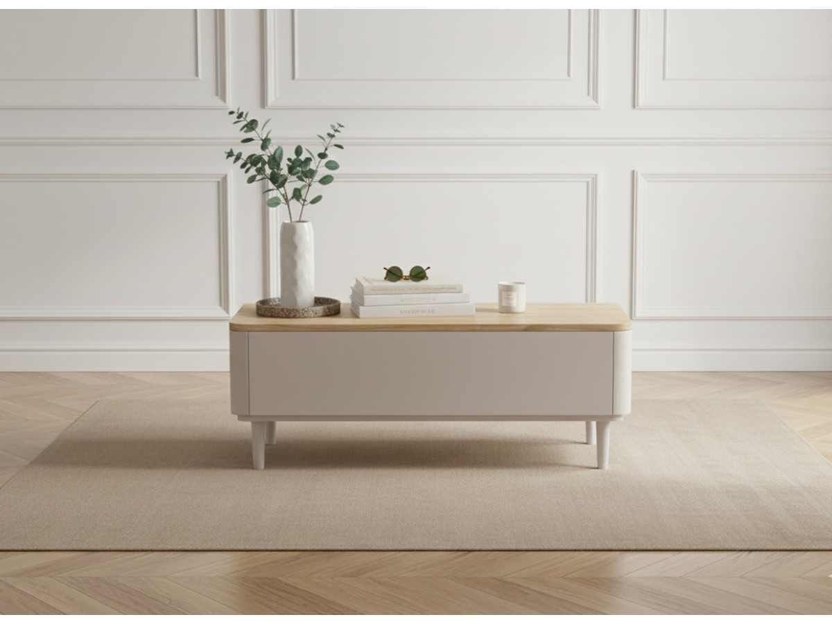 Ensemble ANYRA avec buffet 200 cm + meuble TV 200 cm + table basse avec tiroirs pieds en bois massif